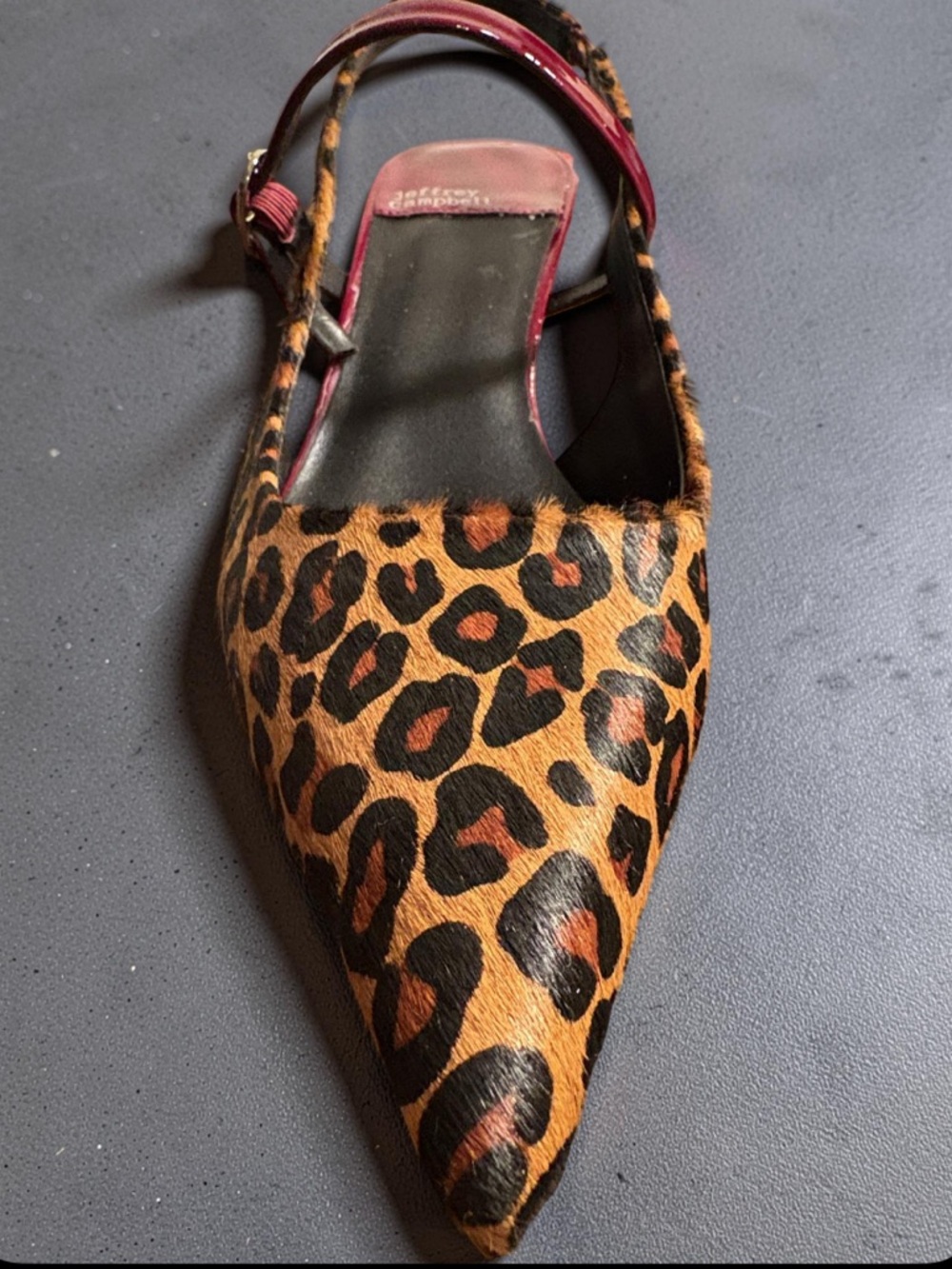 Jeffrey Campbell Cheetah Cherry Red Pointed Slingback Mule w/Red Strap and Heel - Picture 6 of 8